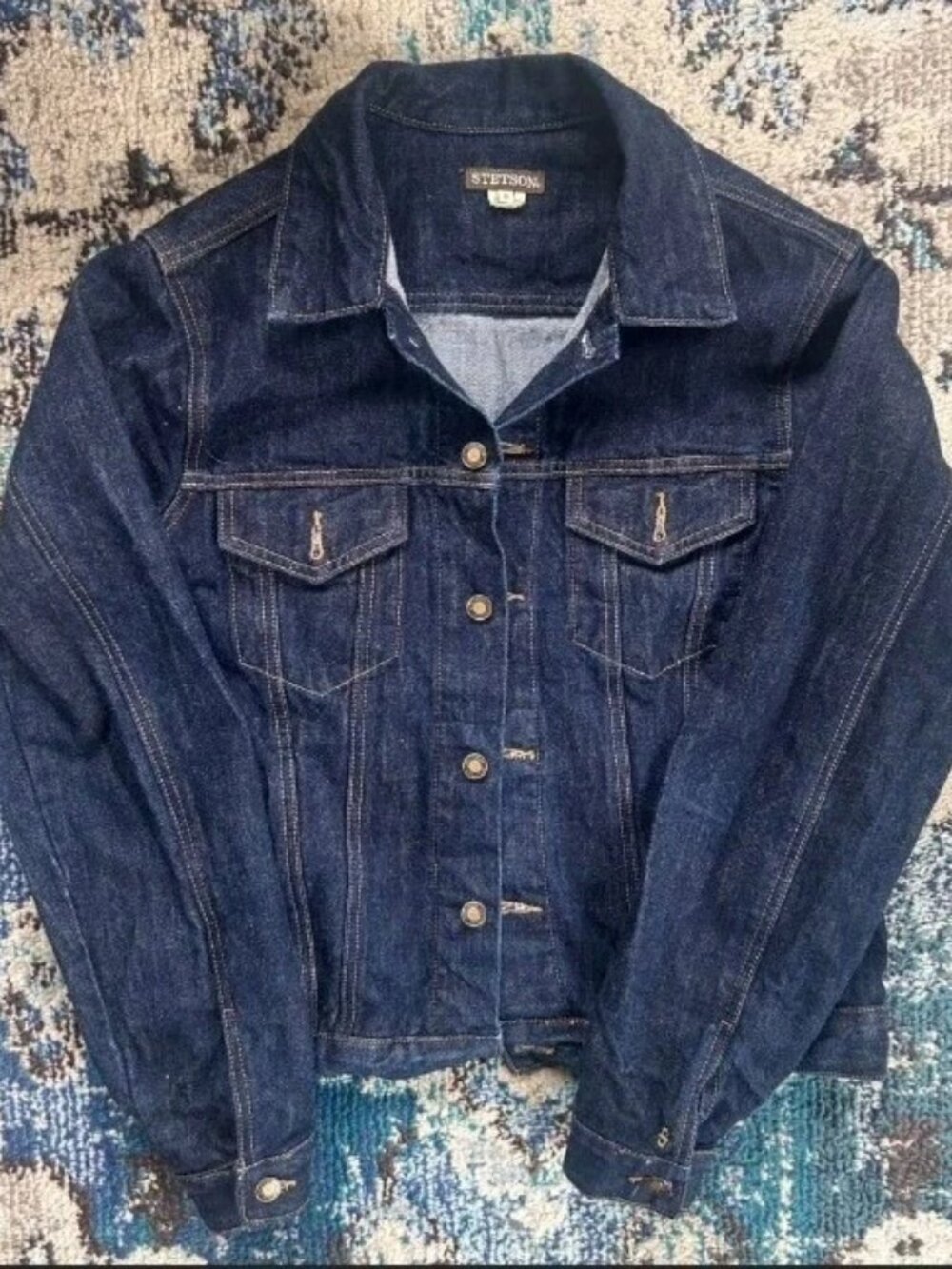 Stetson Raw Denim Trucker Jacket, Size Medium